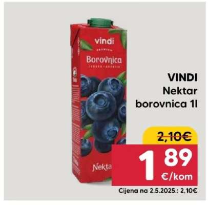 VINDI Nektar borovnica 1l