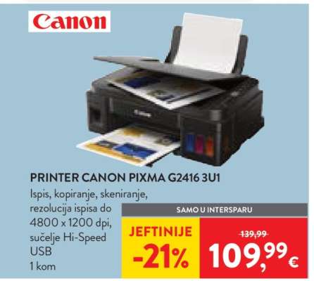 PRINTER CANON PIXMA G2416 3U1