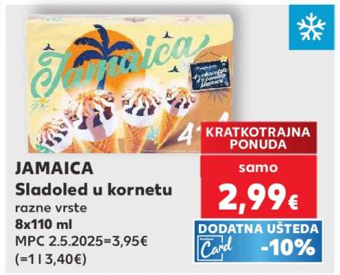 JAMAICA Sladoled u kornetu razne vrste 8x110 ml