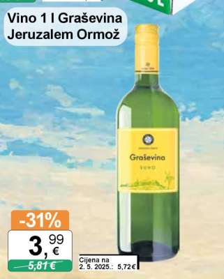 Vino 1 l Graševina Jeruzalem Ormož