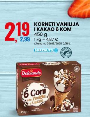 KORNETI VANILIJA I KAKAO 6 KOM