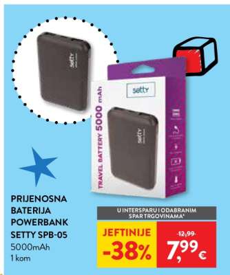 PRIJENOSNA BATERIJA POWERBANK SETTY SPB-05