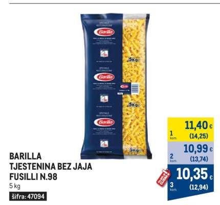 BARILLA TJESTENINA BEZ JAJA FUSILLI N.98