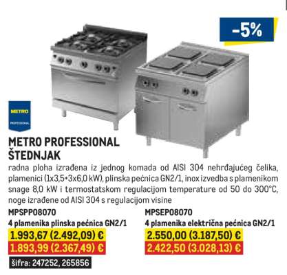 4 plamenika plinska pećnica GN2/1