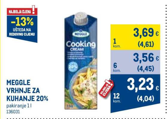 MEGGLE VRHNJE ZA KUHANJE 20%