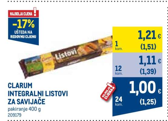 CLARUM INTEGRALNI LISTOVI ZA SAVIJAČE