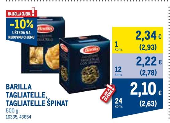 BARILLA TAGLIATELLE, TAGLIATELLE ŠPINAT