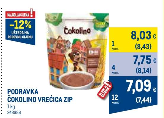 PODRAVKA ČOKOLINO VREĆICA ZIP