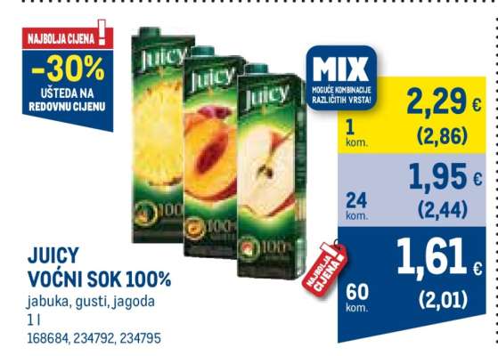 JUICY VOĆNI SOK 100%