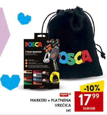 MARKERI + PLATNENA VREĆICA set
