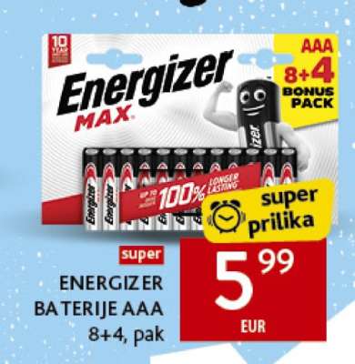 ENERGIZER BATERIJE AAA 8+4, pak