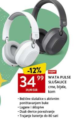 WATA PULSE SLUŠALICE crne, bijele, kom