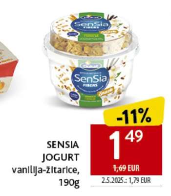SENSIA JOGURT vanilja-žitarice, 190g