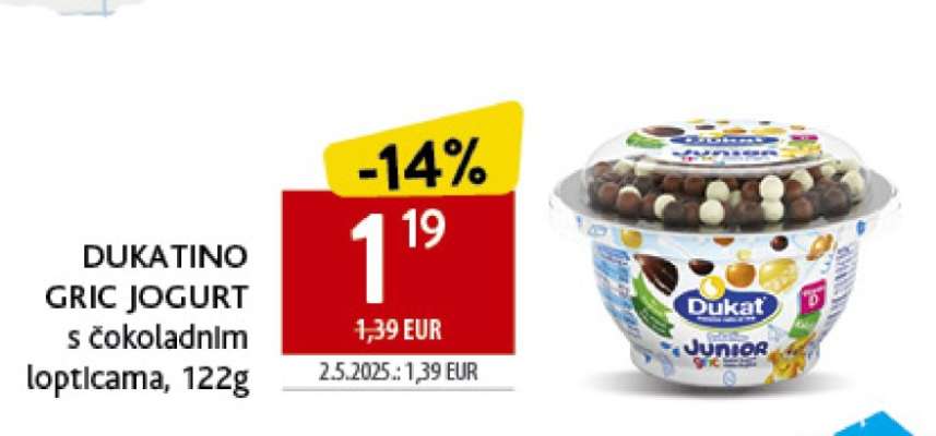 DUKATINO GRIC JOGURT s čokoladnim lopticama, 122g