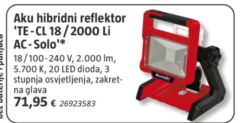 Aku hibridni reflektor 'TE-CL 18/2000 Li AC-Solo'
