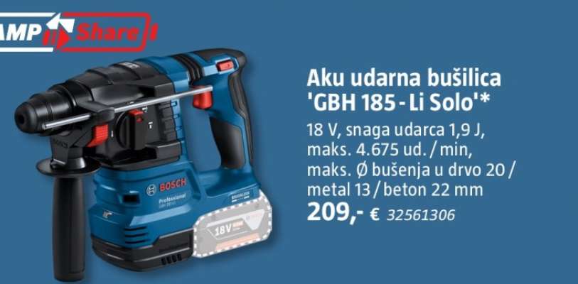 Aku udarna bušilica 'GBH 185- LI Solo'