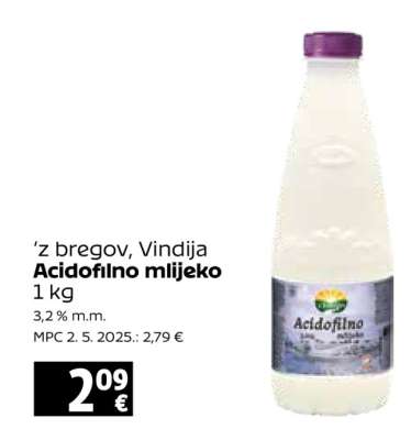 ‘z bregov, Vindija Acidofilno mlijeko