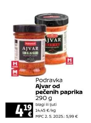 Podravka Ajvar od pečenih paprika 290 g