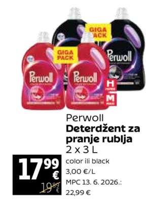 Perwoll Deterdžent za pranje rublja 2 x 3 L