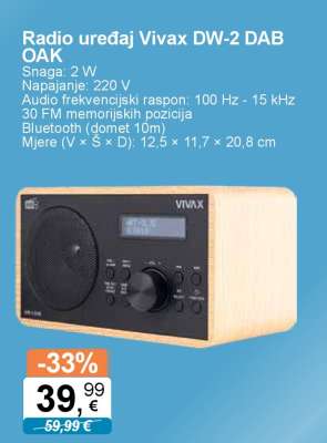 Radio uređaj Vivax DW-2 DAB OAK