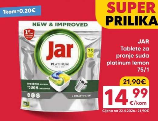 JAR Tablete za pranje suđa platinum lemon 75/1