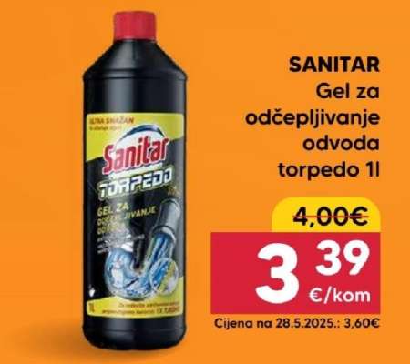 SANITAR Gel za odčepljivanje odvoda torpedo 1l