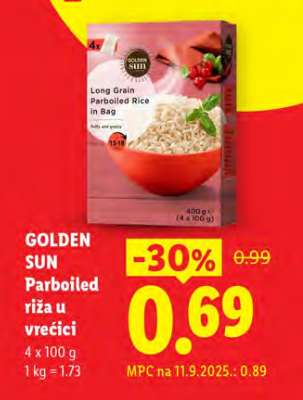 GOLDEN SUN Parboiled riža u vrećici