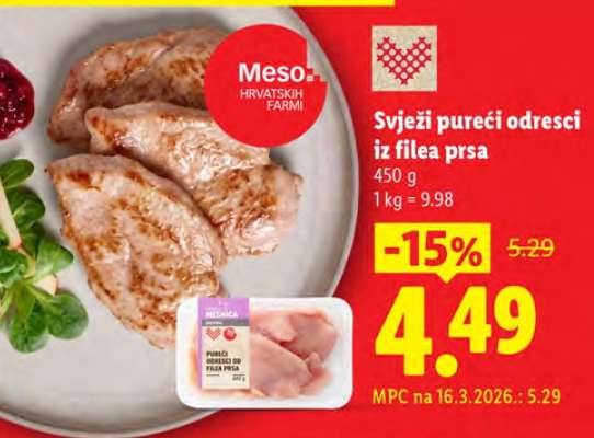Svježi pureći odresci iz filea prsa