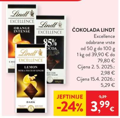 ČOKOLADA LINDT EXCELLENCE