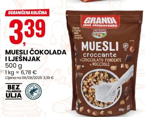 MUESLI ČOKOLADA I LJEŠNJAK