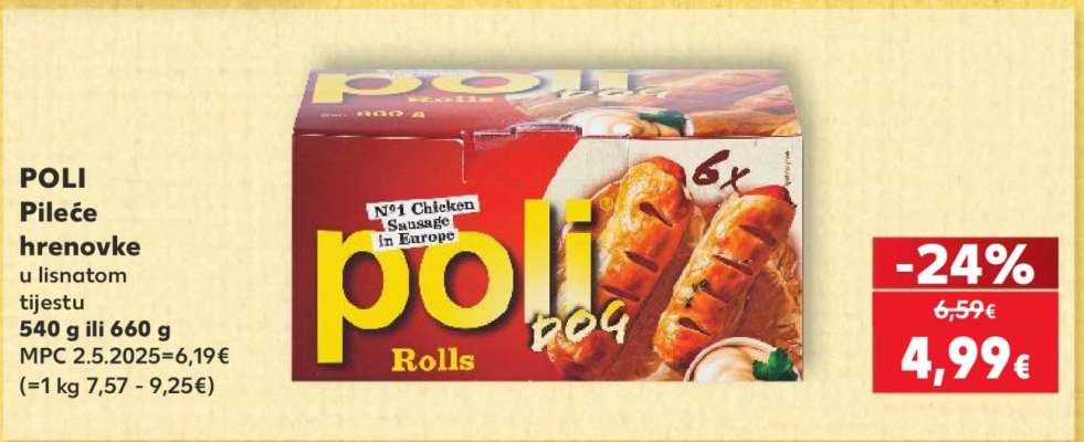 POLI Pileće hrenovke u lisnatom tijestu