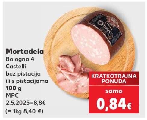 Mortadela Bologna 4 Castelli bez pistacija ili s pistacijama