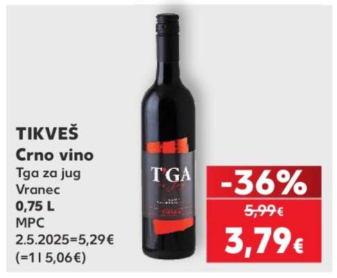 TIKVEŠ Crno vino Tga za jug Vranec
