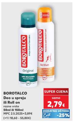 BOROTALCO Deo u spreju ili Roll on