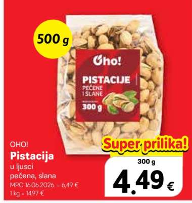 OHO! Pistacija u ljusci pečena, slana