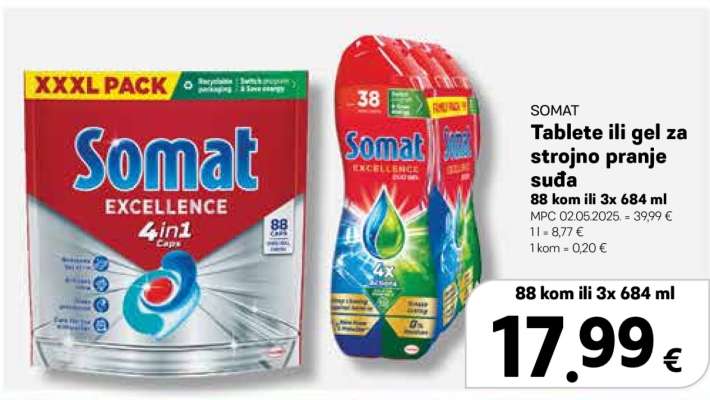 SOMAT Tablete ili gel za strojno pranje suđa