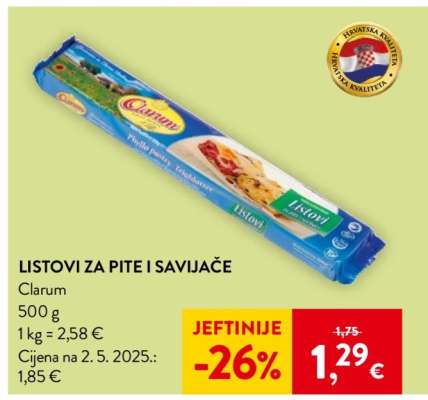 LISTOVI ZA PITE I SAVJAČE