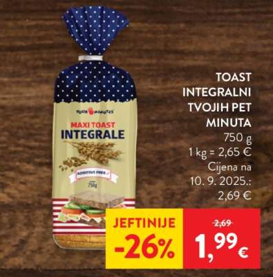 TOAST INTEGRALNI TVOJIH PET MINUTA
