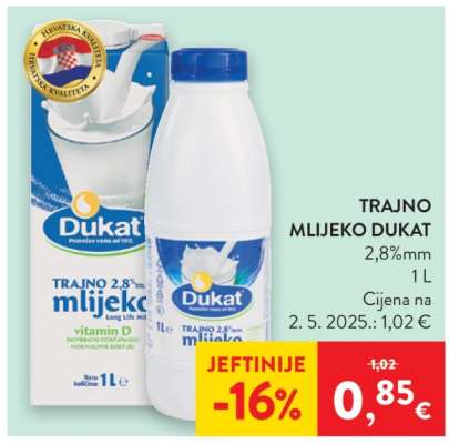 Trajno mlijeko Dukat