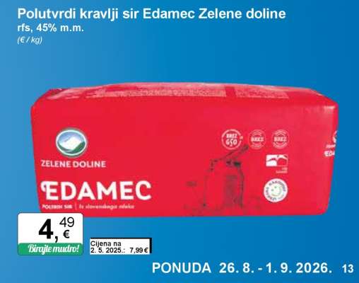 Polutvrdi kravlji sir Edamec Zelene doline