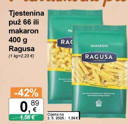 Tjestenina puž 66 ili makaron 400 g Ragusa