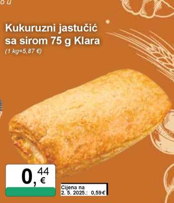 Kukuruzni jastučić sa sirom 75 g Klara