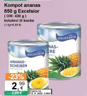 Kompot ananas 850 g Excelsior