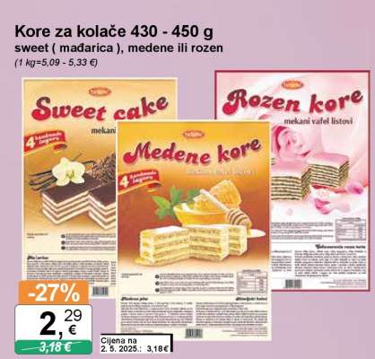 Kore za kolače 430 - 450 g