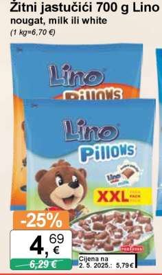 Žitni jastučići 700 g Lino nougat, milk ili white