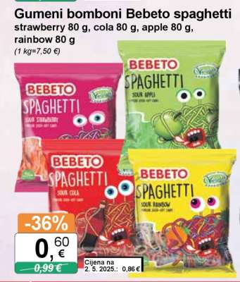 Gumeni bomboni Bebeto spaghetti
