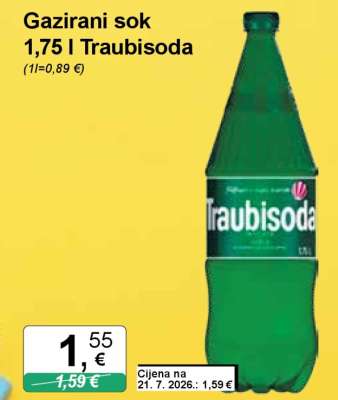 Gazirani sok 1,75 l Traubisoda