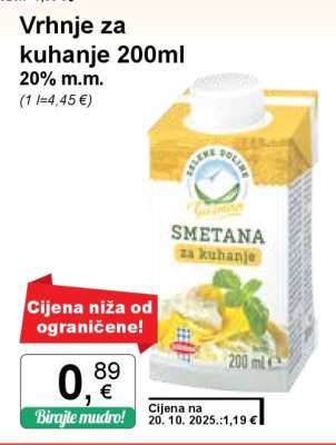 Vrhnje za kuhanje 200ml