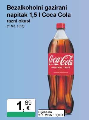 Bezalkoholni gazirani napitak 1,5 l Coca Cola