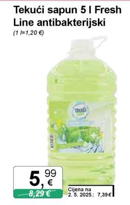 Tekući sapun 5 l Fresh Line antibakterijski